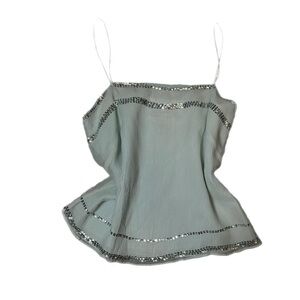 banana republic blue sequin blouse size medium